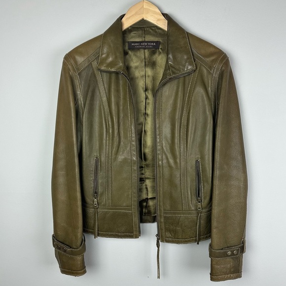 Marc New York Leather Moto Biker Jacket size L - Picture 1 of 6